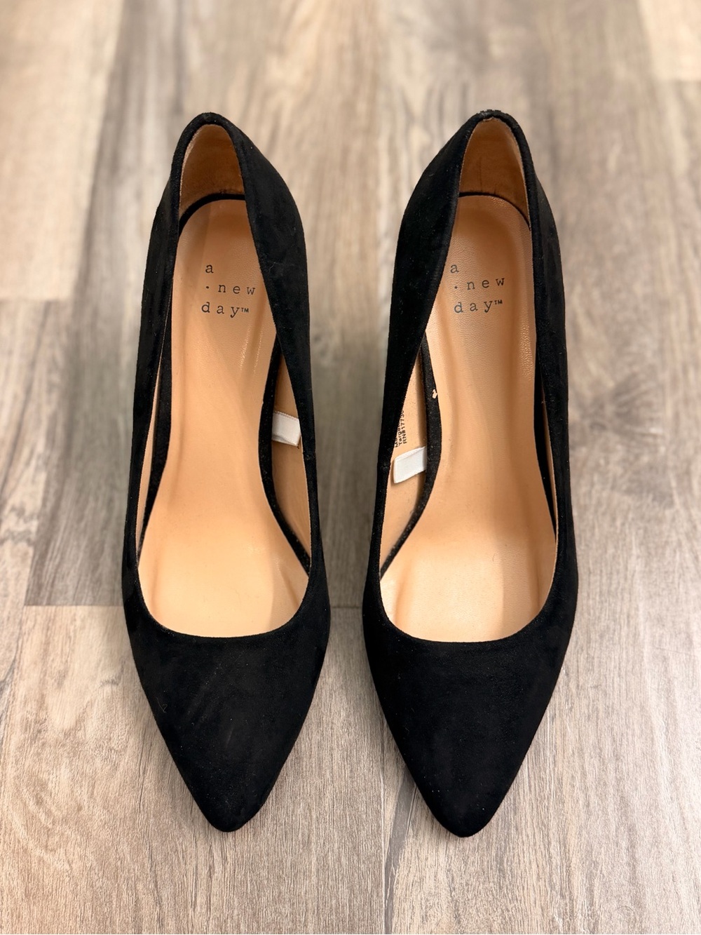 a new day Black Suede Pointed Toe Pumps